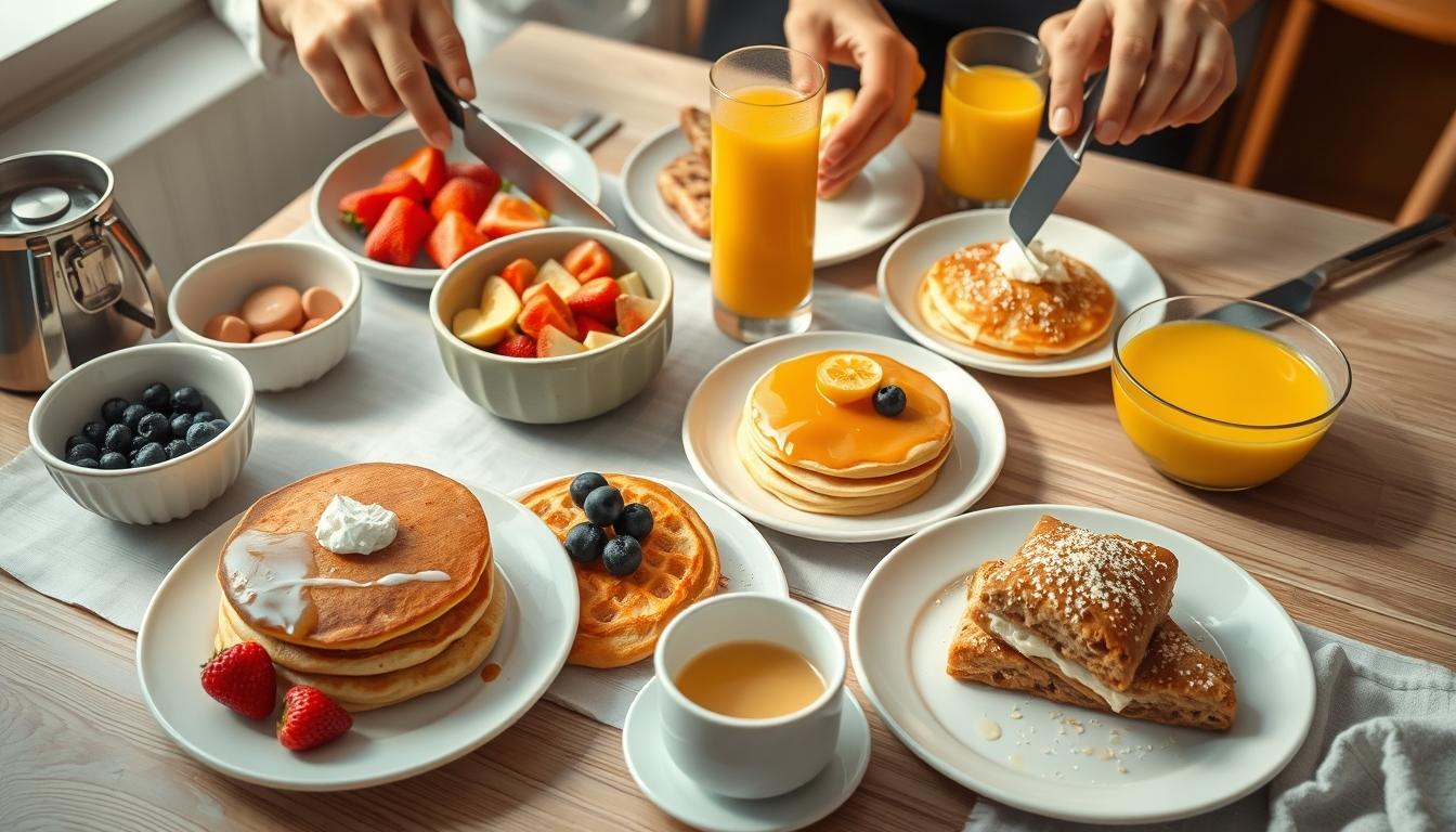 Balanced healthy meal prepared in a home kitchen